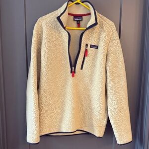 Patagonia Cream Sherpa Fleece with Red Accents